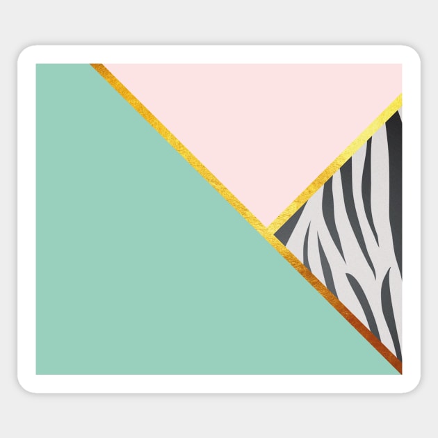 Abstract zebra print, color blocking mint Sticker by ColorsHappiness